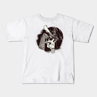 Samurai Skull in Helmet Kids T-Shirt